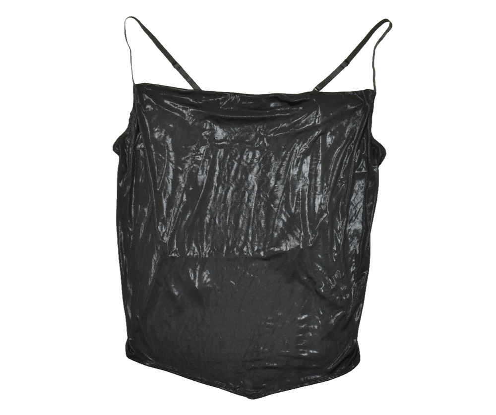 Torrid Plus Size 3 Black Metallic Shimmer Cowl Neck Cami Tank Top Shiny Stretch